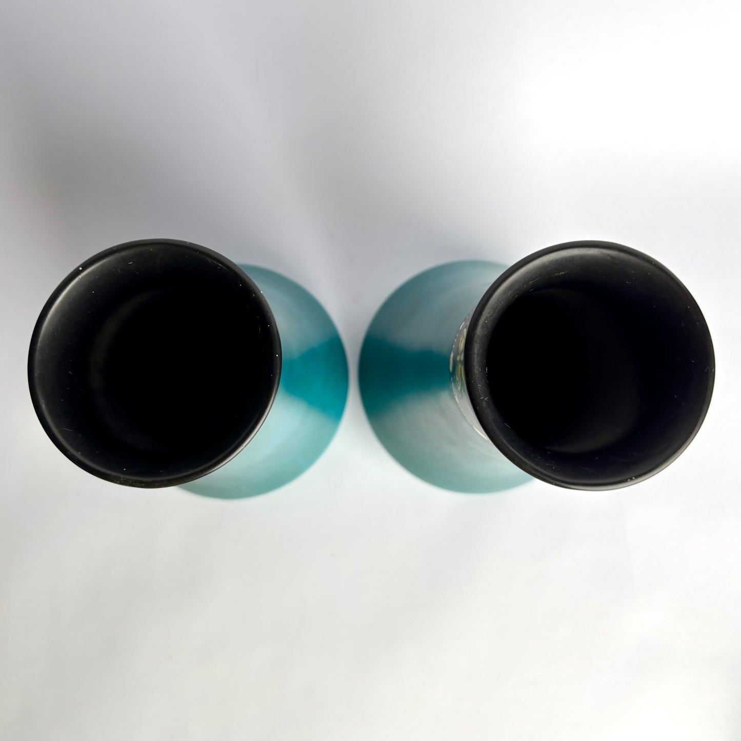 Pair Shelley Vases Pattern 799 – Turquoise Drip Glaze with Butterfly Border – England c1930s