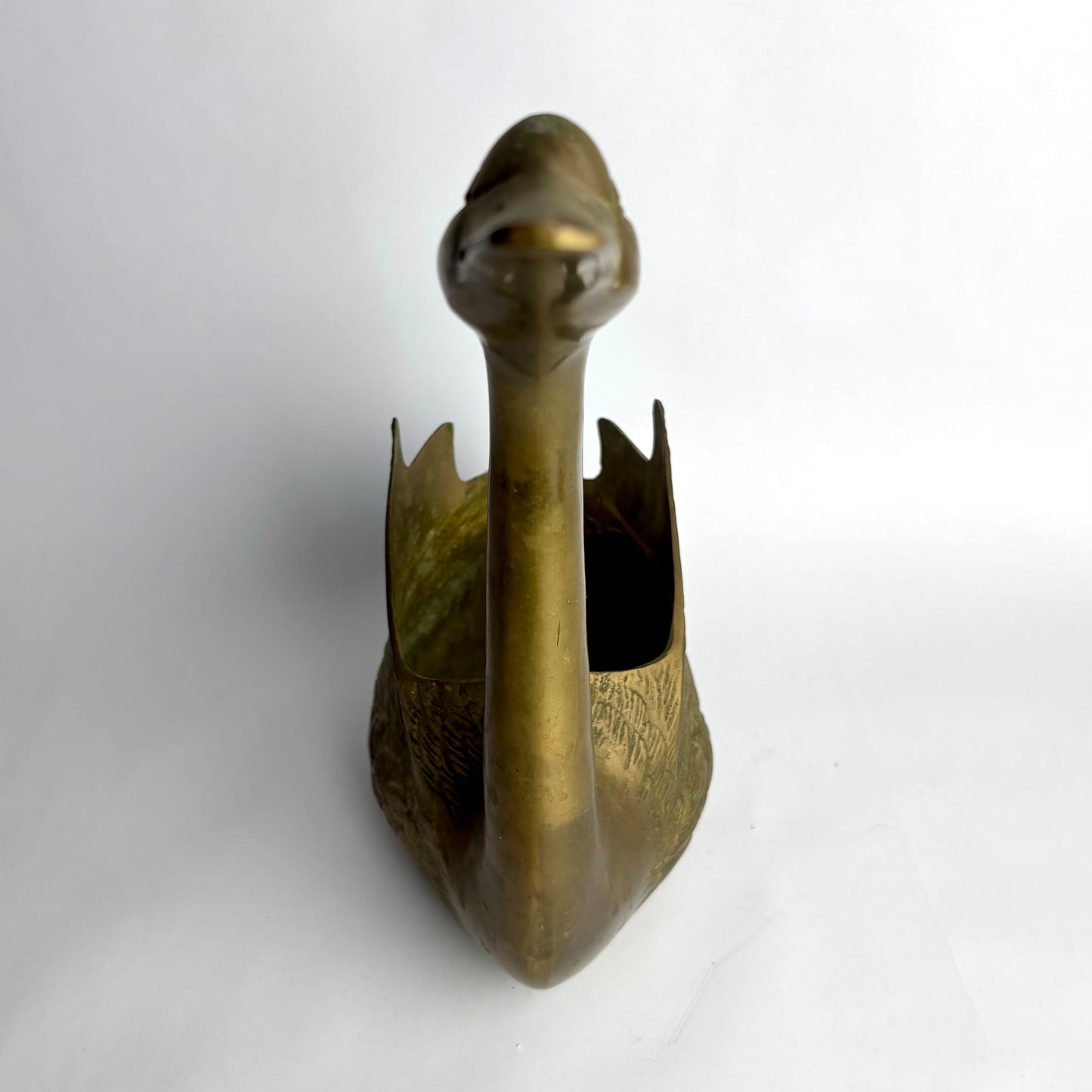 Vintage Solid Brass Swan Planter / Vase – 31.5 cm