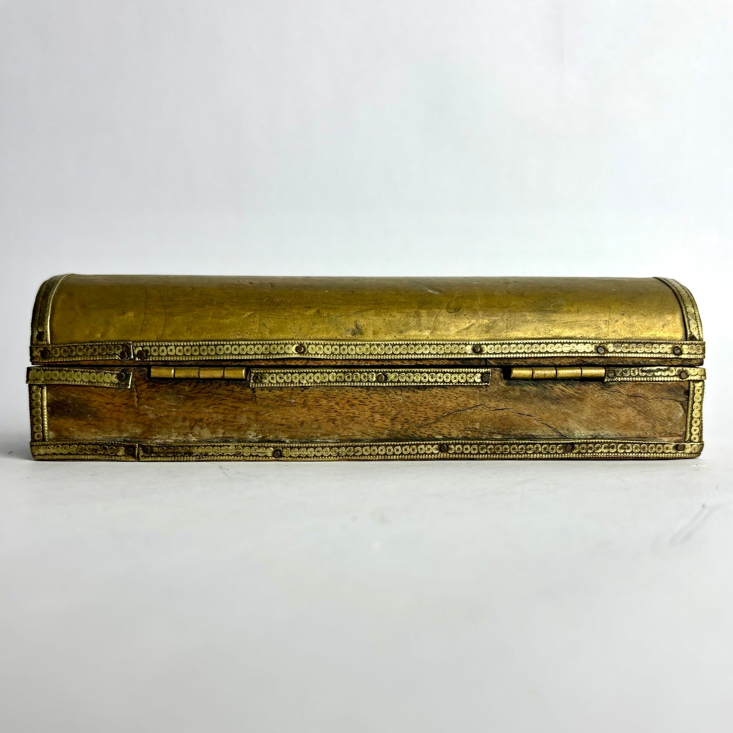Antique Brass Bound Wooden Pen / Document Box c1900
