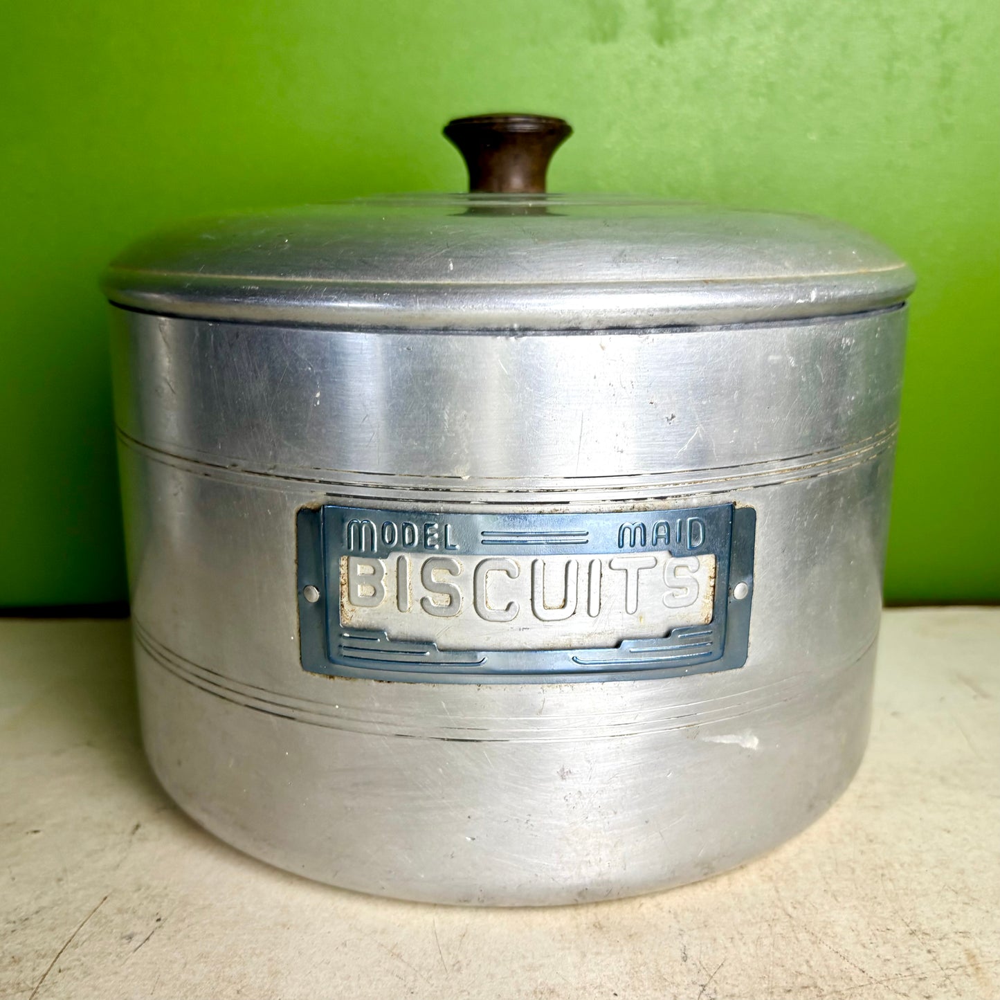 Vintage Model Maid Aluminium Kitchen Canister Set – 6 Piece – Tea, Coffee, Sugar, Flour, Rice & Biscuits