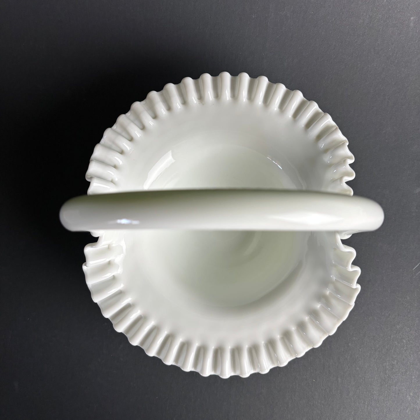 Vintage Milk Glass Hobnail Basket with Ruffled Rim – Fenton Style