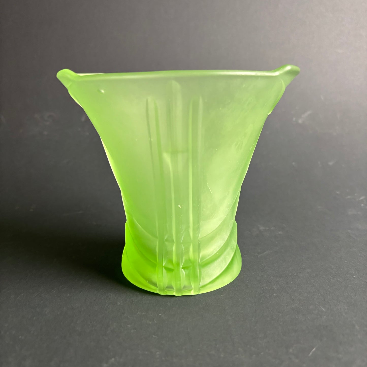 Art Deco Uranium Glass Vase – Vaseline Glass – UV Reactive – c1930s