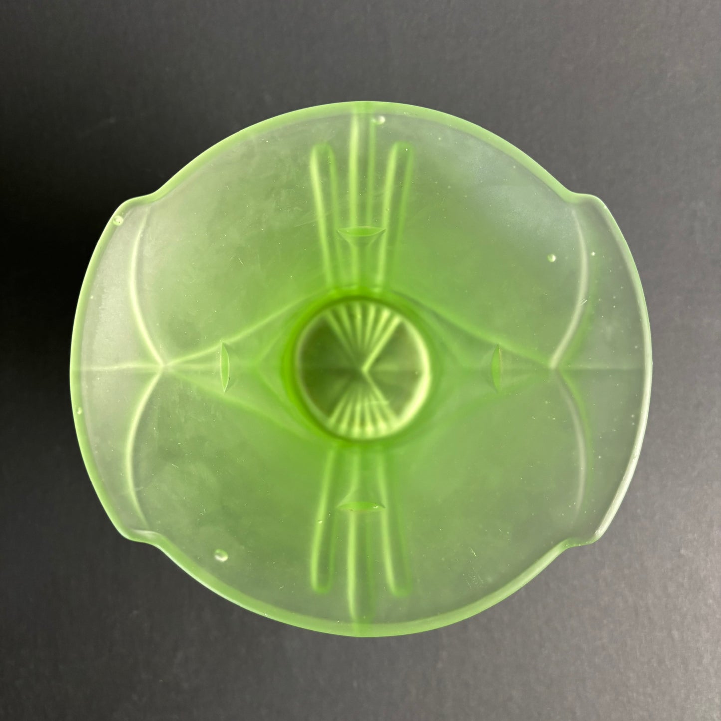 Art Deco Uranium Glass Vase – Vaseline Glass – UV Reactive – c1930s