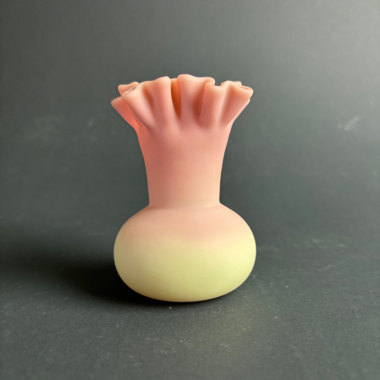 Victorian Vaseline Uranium Glass Vase – Satin Finish – UV Reactive – c.1890