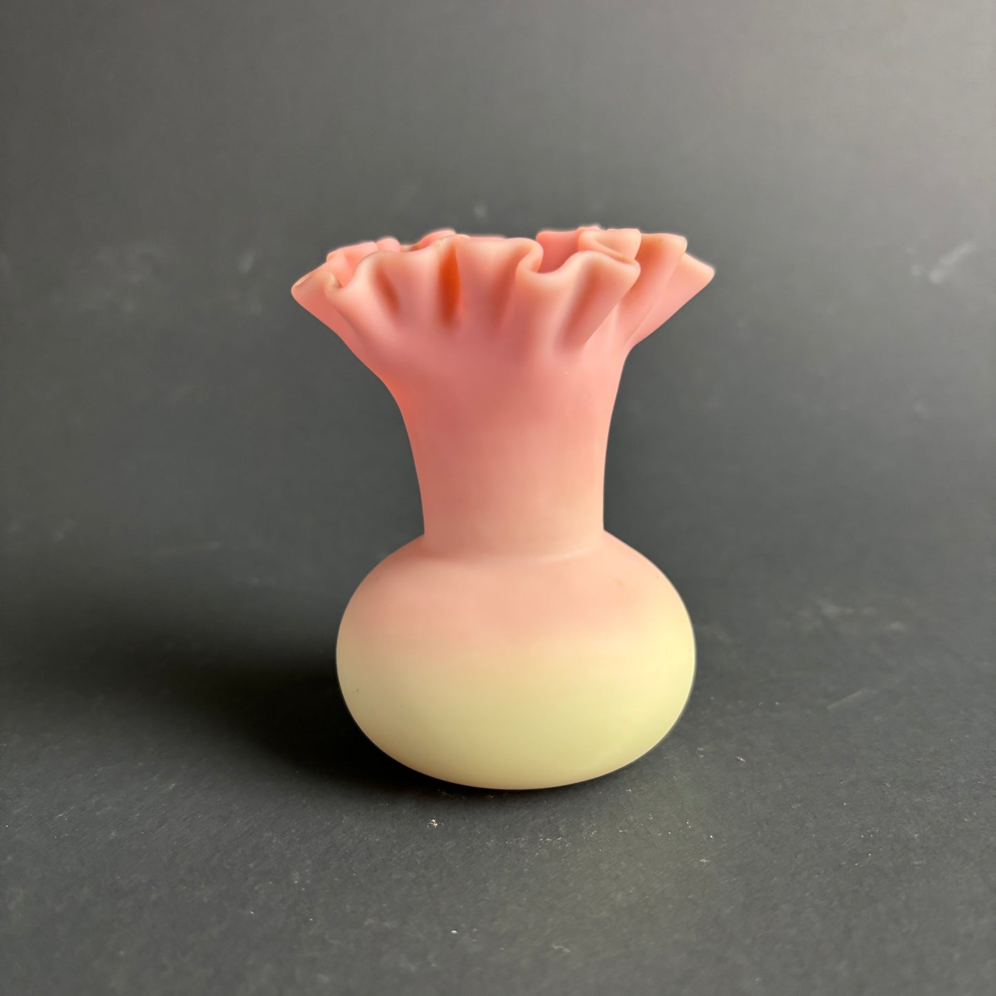 Victorian Vaseline Uranium Glass Vase – Satin Finish – UV Reactive – c.1890