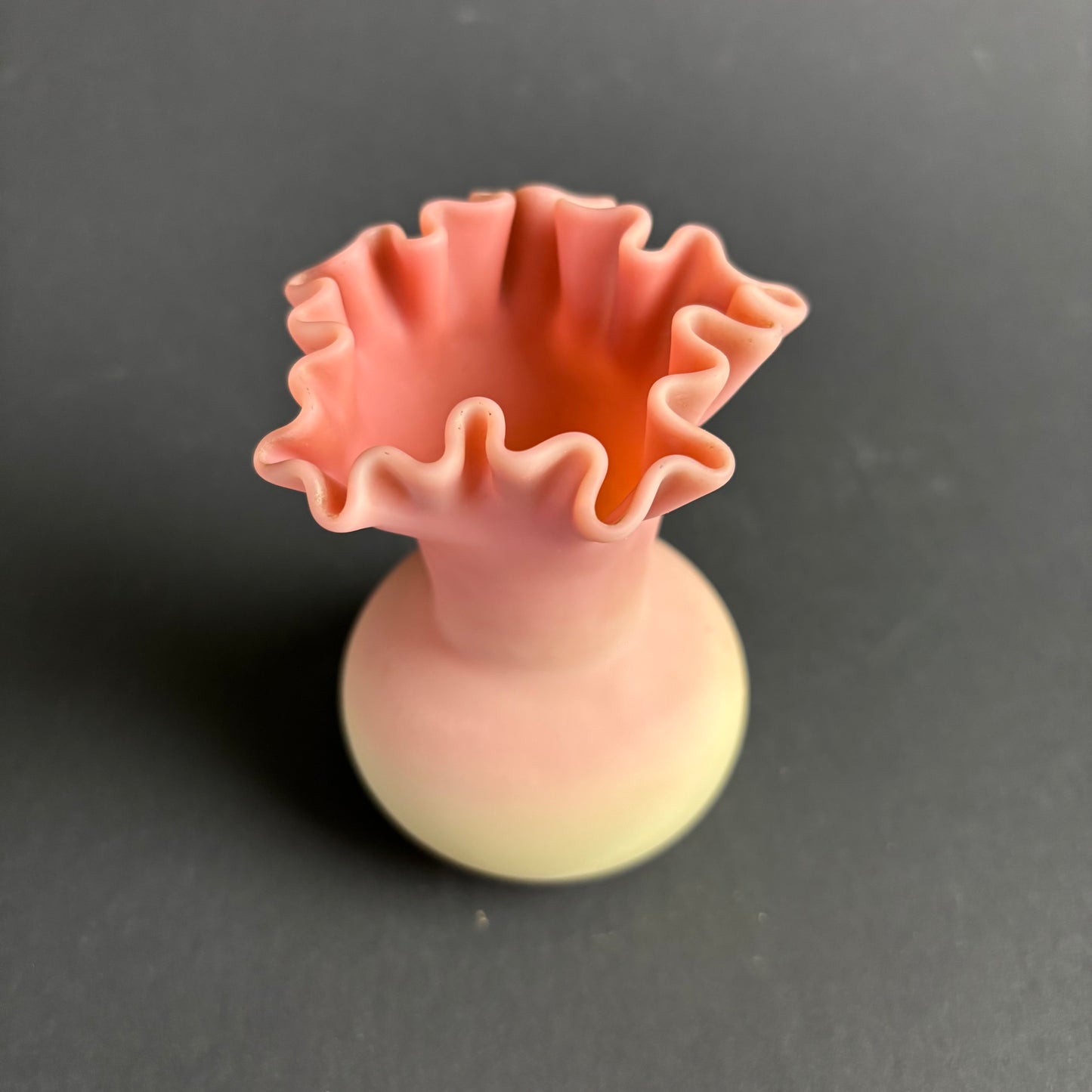 Victorian Vaseline Uranium Glass Vase – Satin Finish – UV Reactive – c.1890