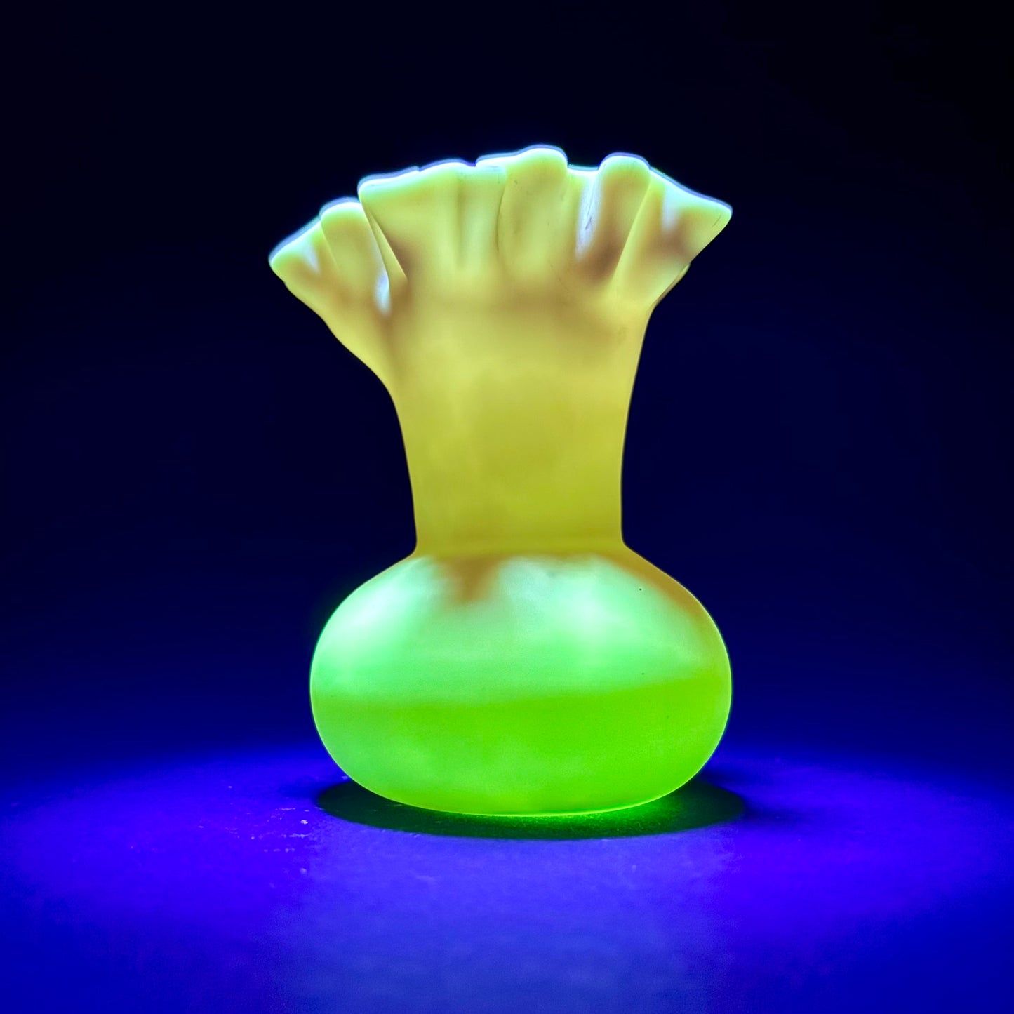 Victorian Vaseline Uranium Glass Vase – Satin Finish – UV Reactive – c.1890