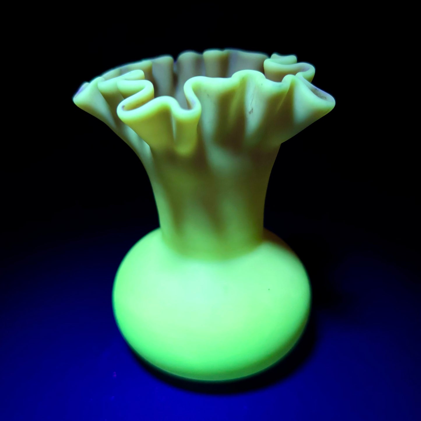 Victorian Vaseline Uranium Glass Vase – Satin Finish – UV Reactive – c.1890