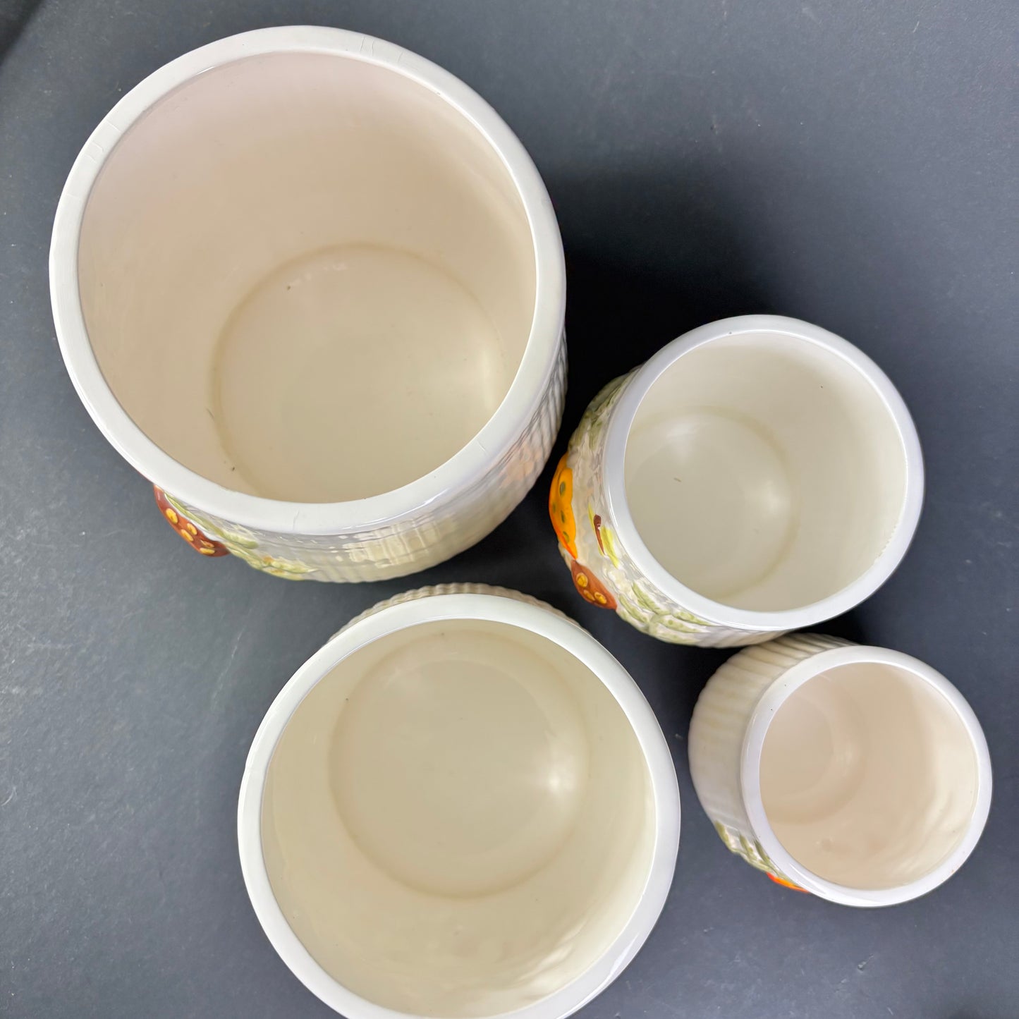 Vintage Sears Roebuck Mushroom Canister Set – Set of 4 – Made in Japan – 1970s Retro Kitchen Storage