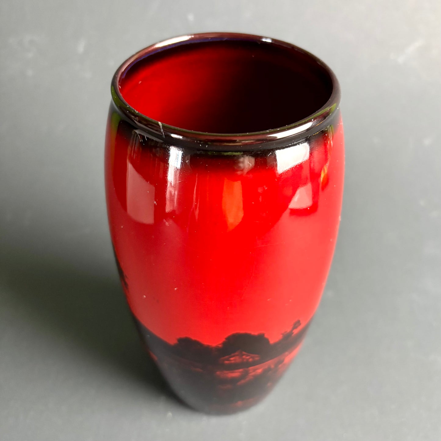 Royal Doulton Flambé Landscape Vase – Red Flambe Glaze – England – 20 cm