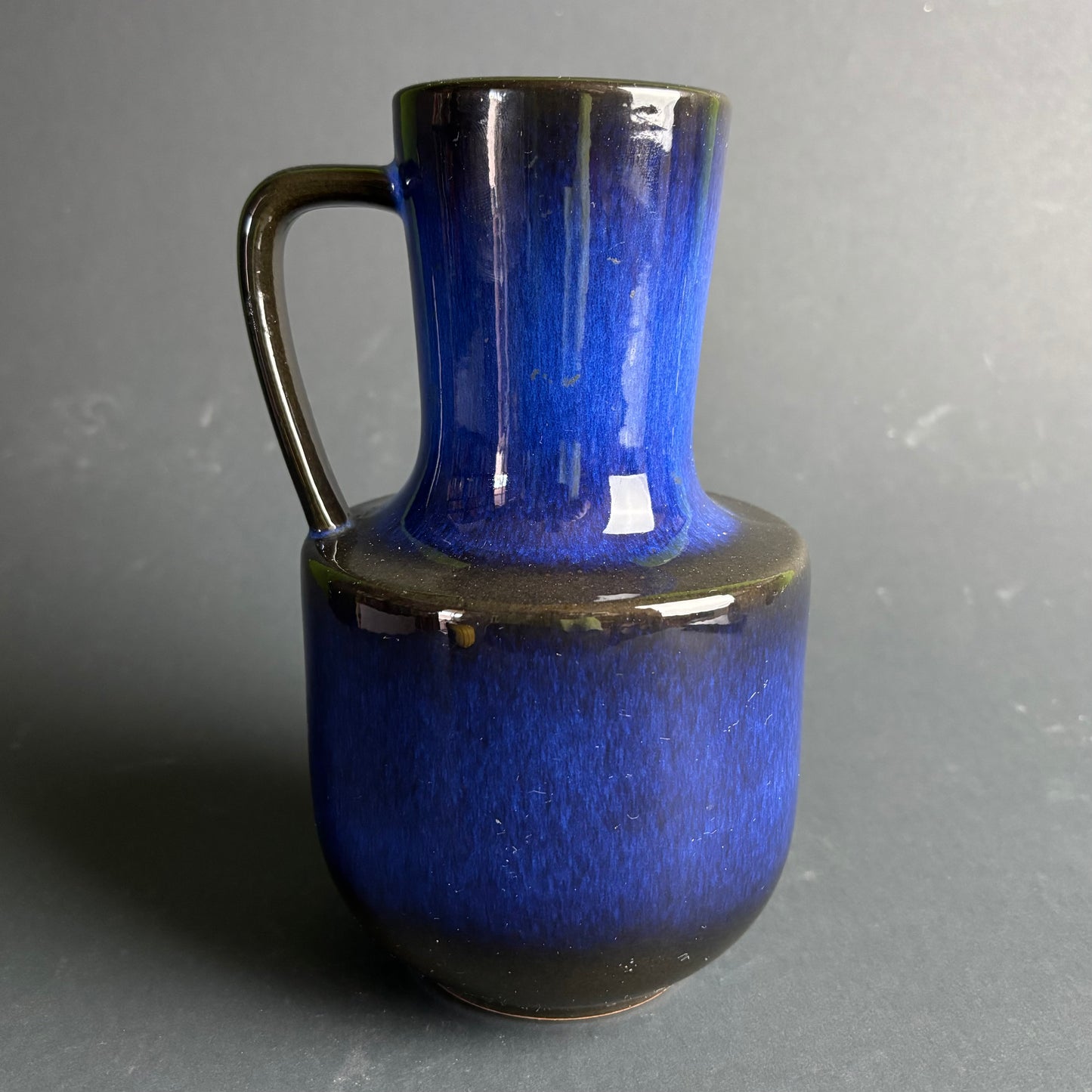 Bay Keramik West German Pottery Vase – Blue Drip Glaze – Model 44/20 – Fat Lava Era – 20 cm