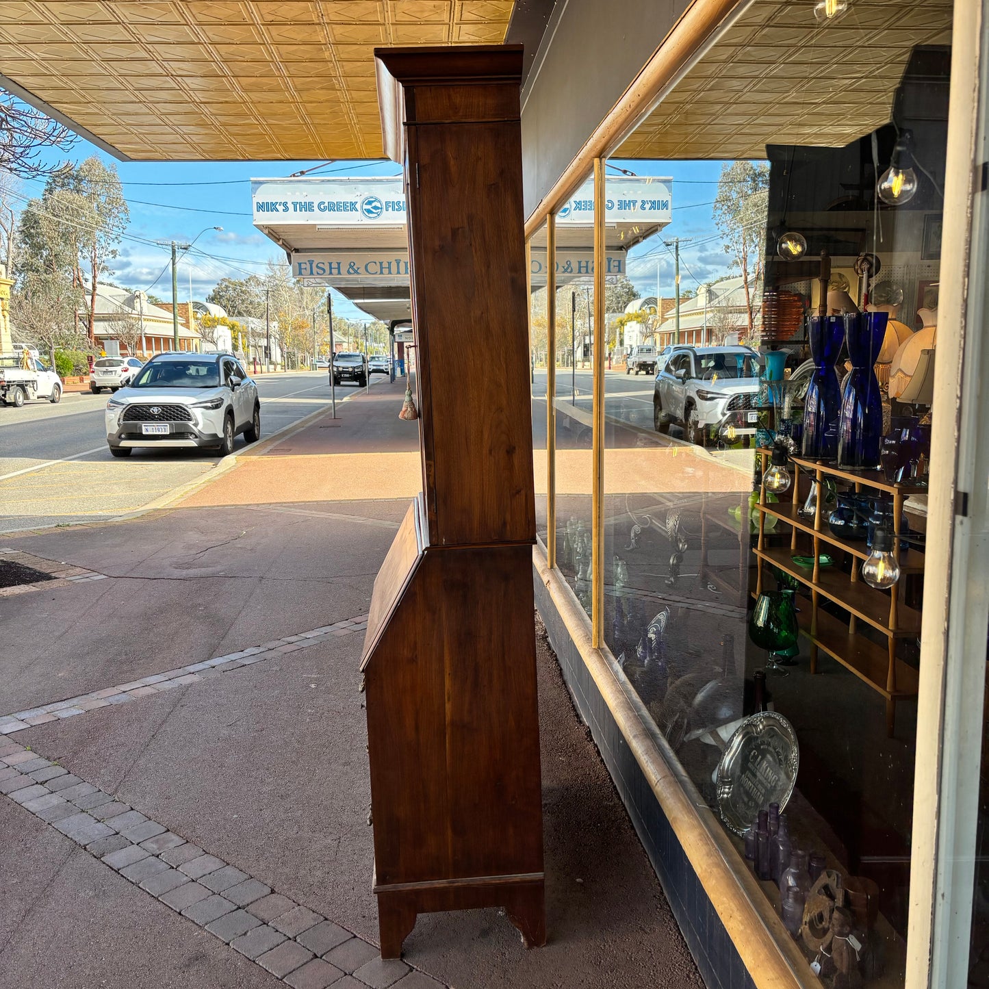 Australian Federation Blackwood Leadlight Bureau Bookcase c.1910–1925