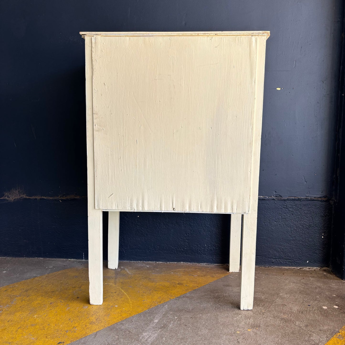 Vintage Cream-Painted Meat Safe with Mesh Panels