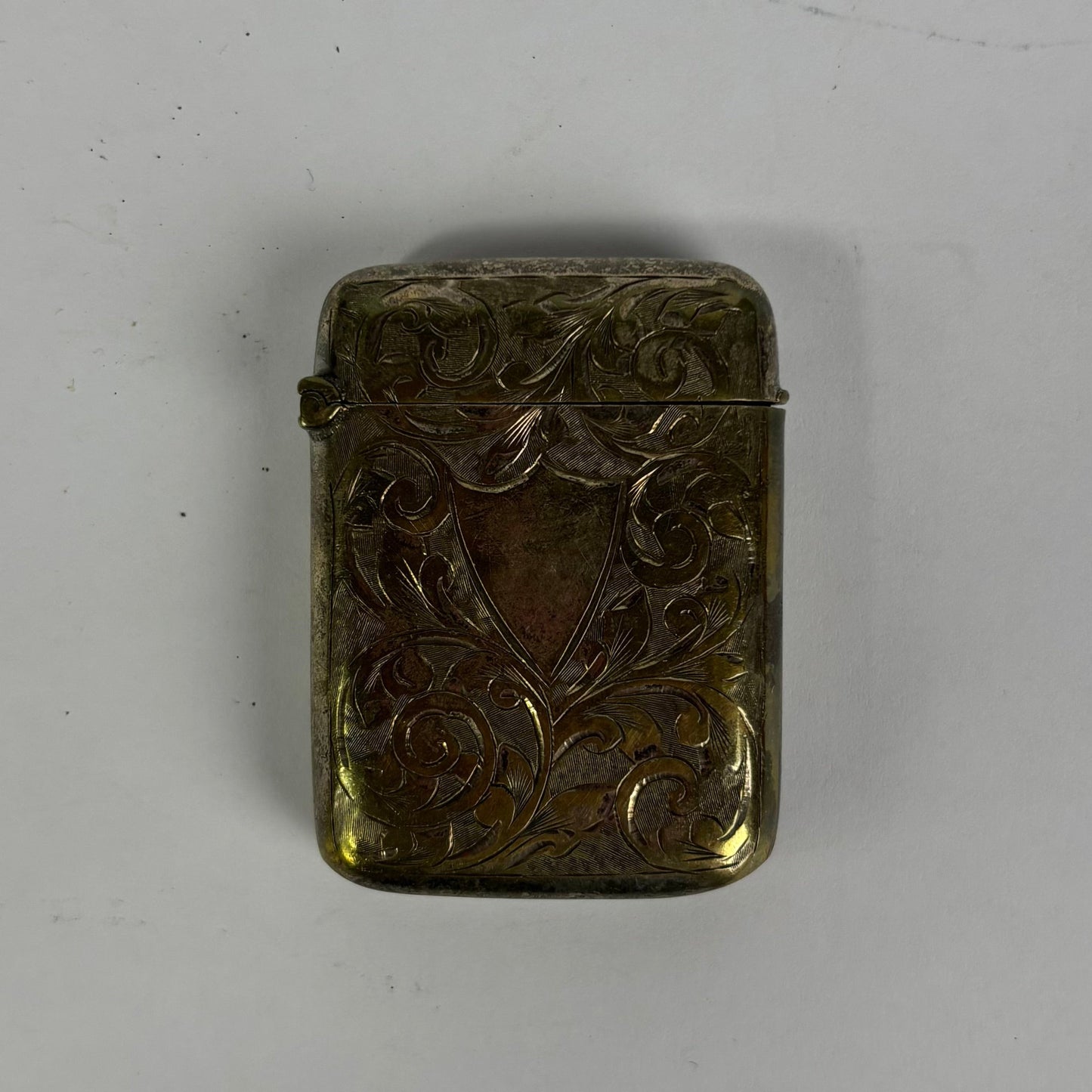 Antique Silver Plate Engraved Vesta Case / Match Safe