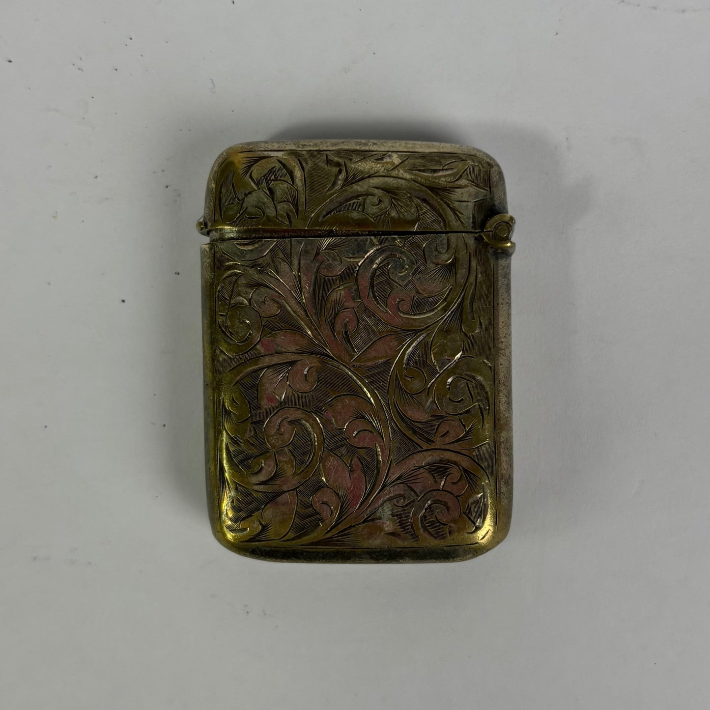 Antique Silver Plate Engraved Vesta Case / Match Safe