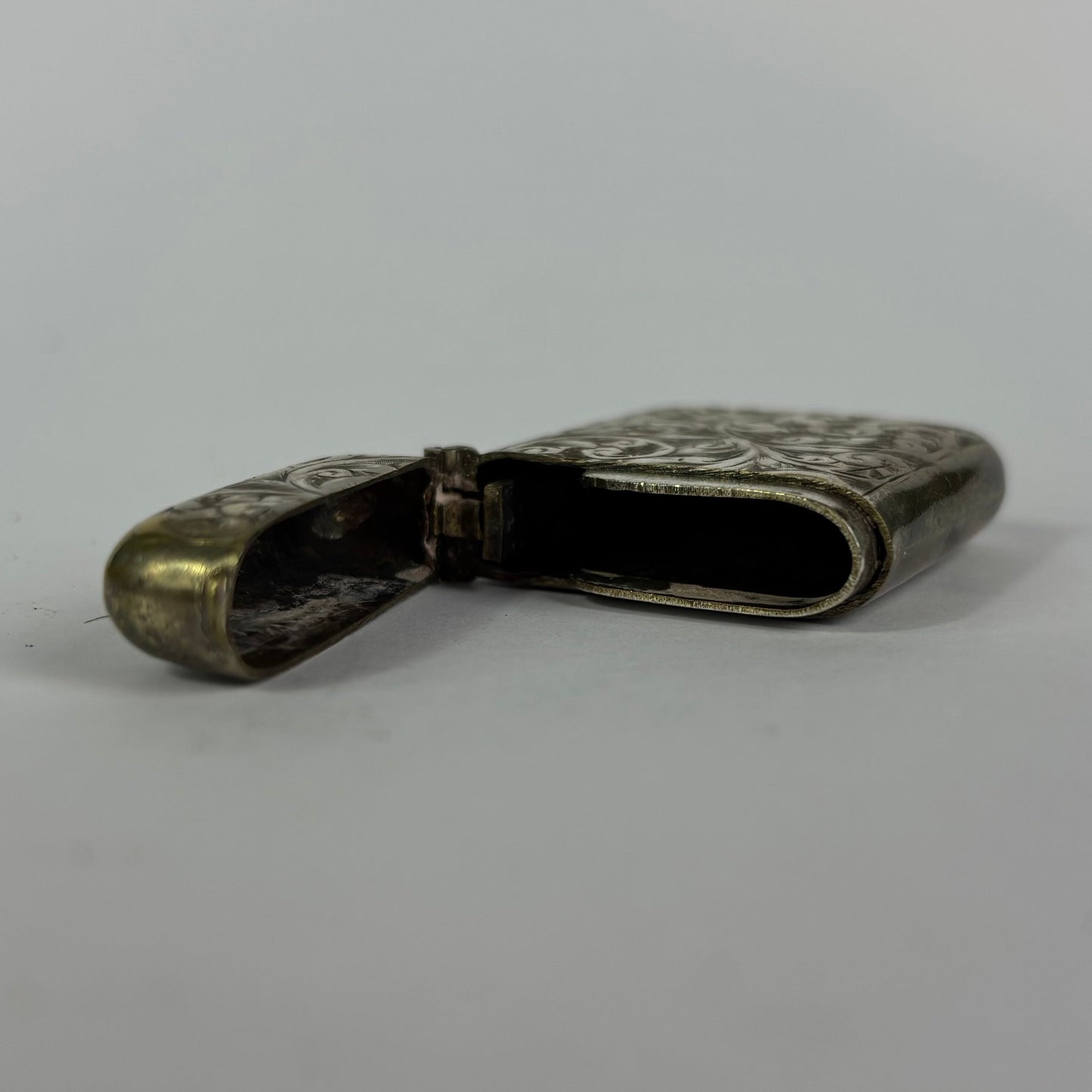 Antique Silver Plate Engraved Vesta Case / Match Safe