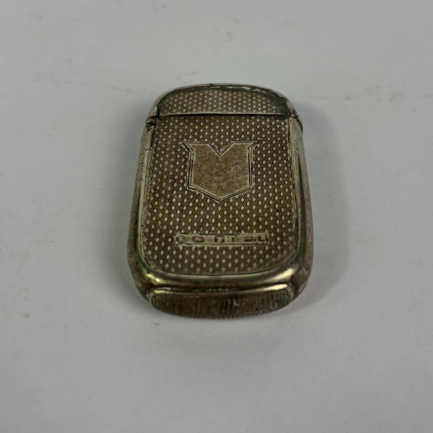 Vintage Sterling Silver Vesta Case / Match Safe – Engine Turned Design