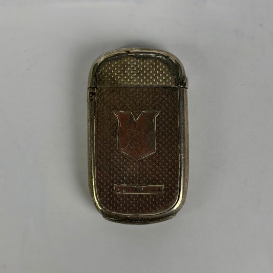 Vintage Sterling Silver Vesta Case / Match Safe – Engine Turned Design