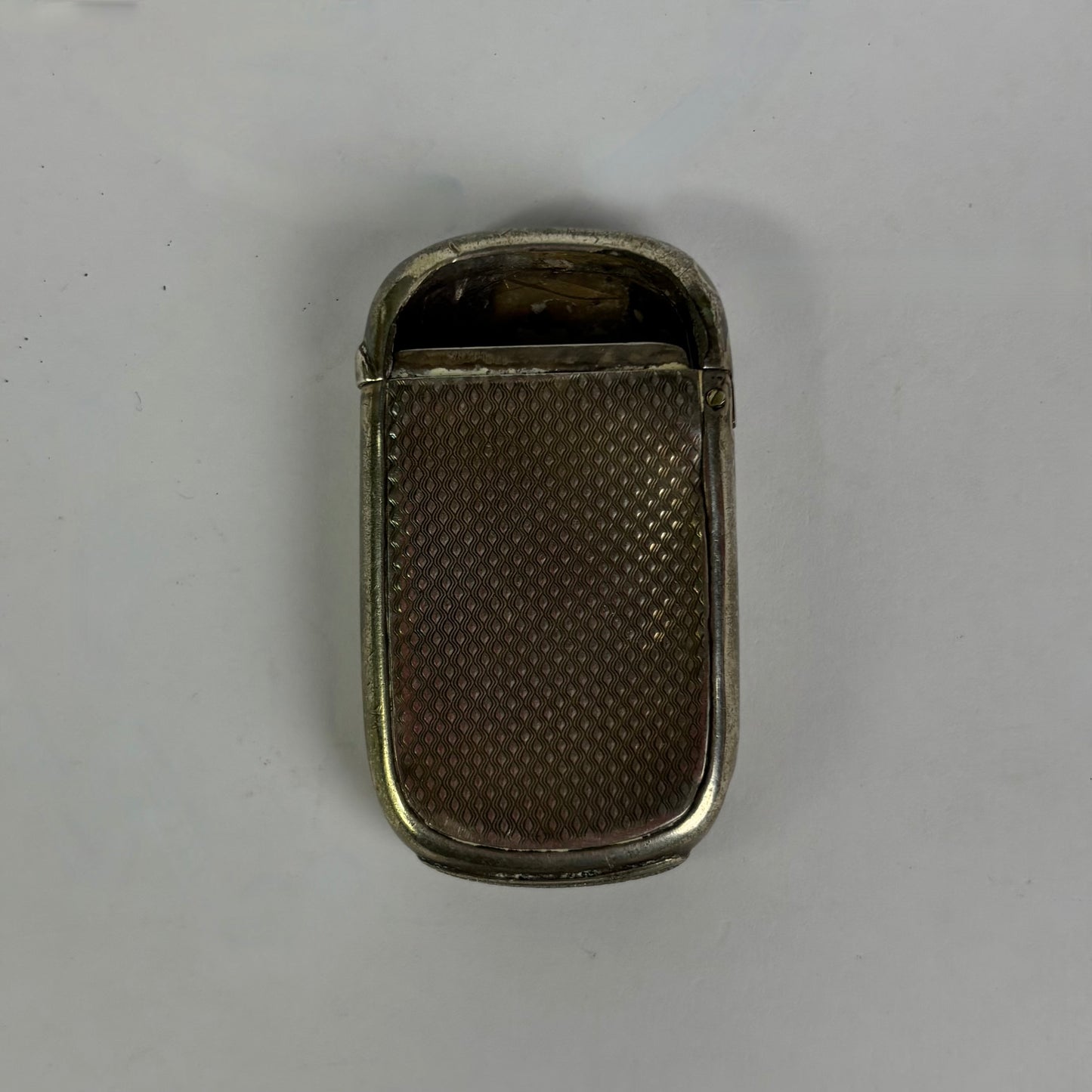 Vintage Sterling Silver Vesta Case / Match Safe – Engine Turned Design