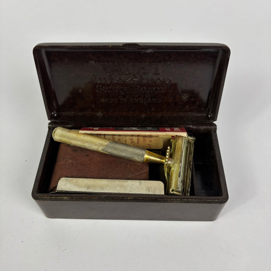 Vintage Valet Auto Strop Safety Razor Set with Bakelite Case, Strop & Blade Holder