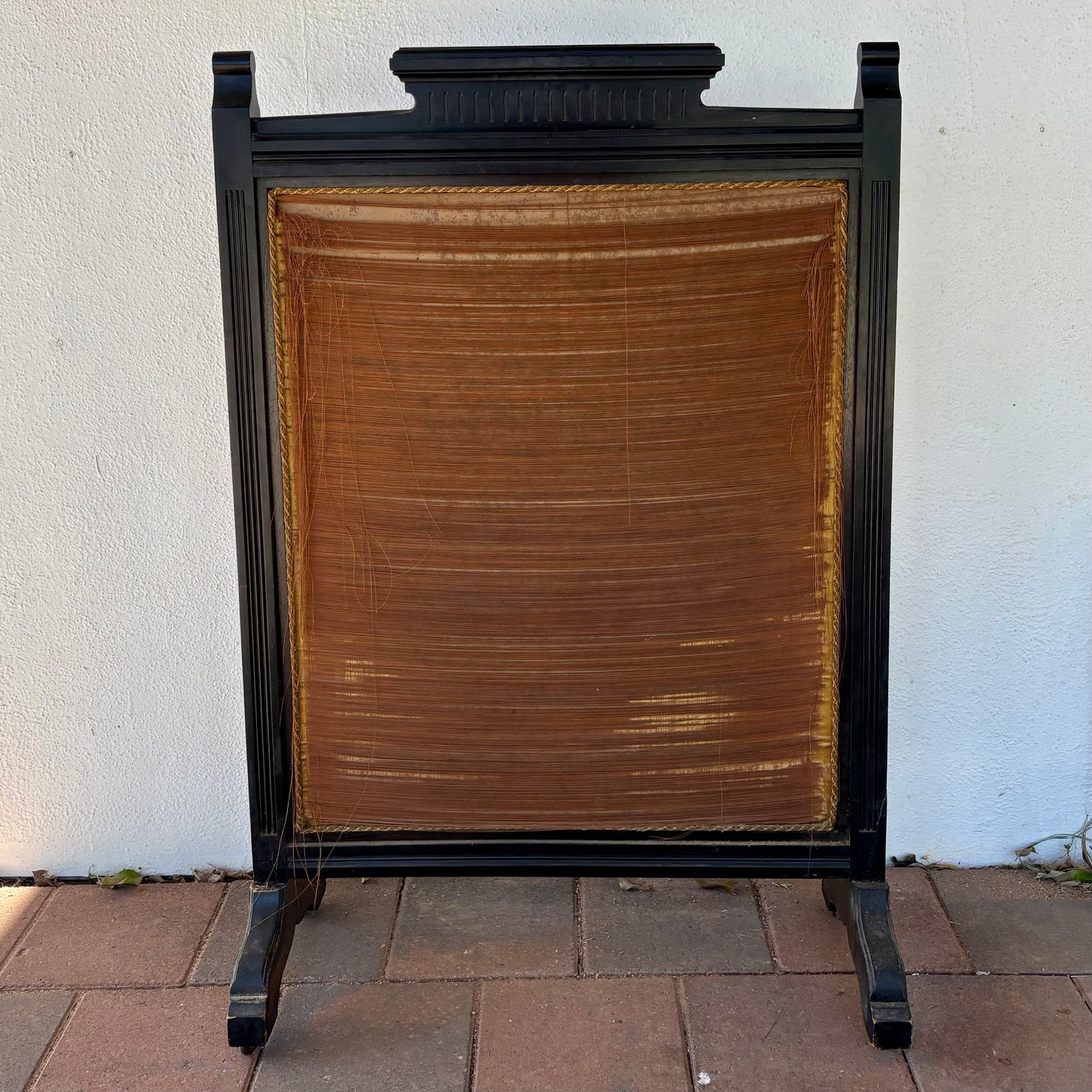 Victorian Ebonised Fire Screen with Needlework Panel