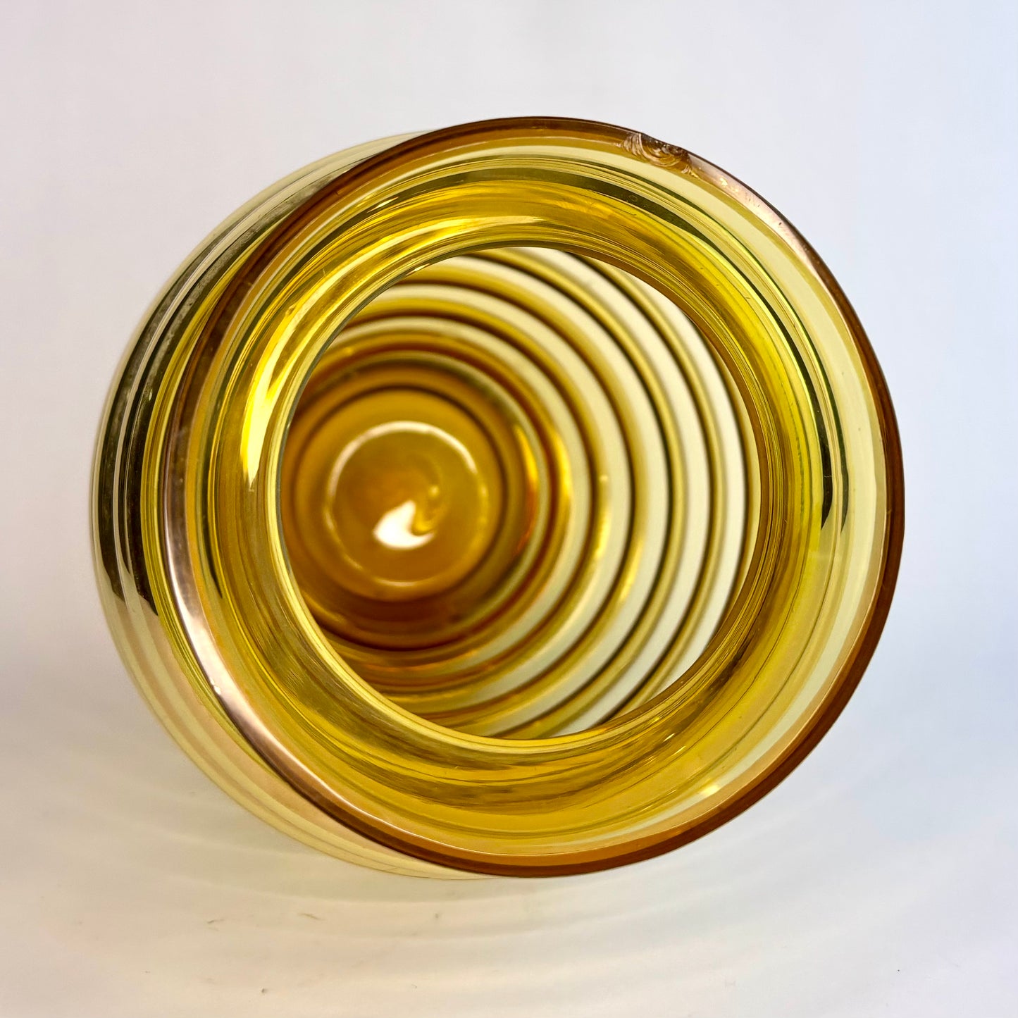 Crown Crystal Glass (Australia) Amber Ribbed Optic Vases — c.1960s–70s (Pair)