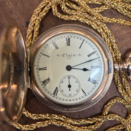 Ladies' Elgin gold-filled hunter pocket watch with chain