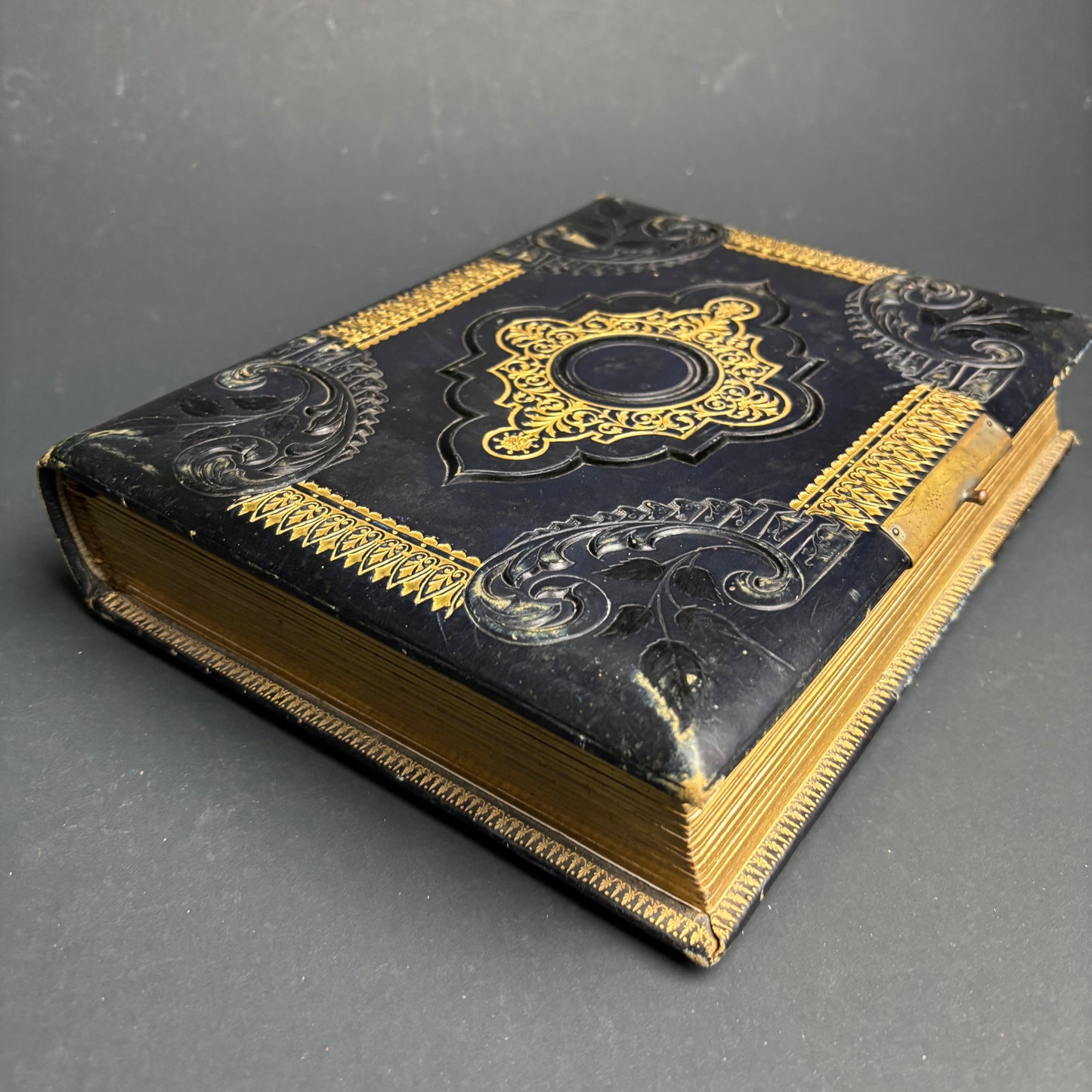 Victorian Leather Photograph Album c.1880s – Embossed Gilt Cover