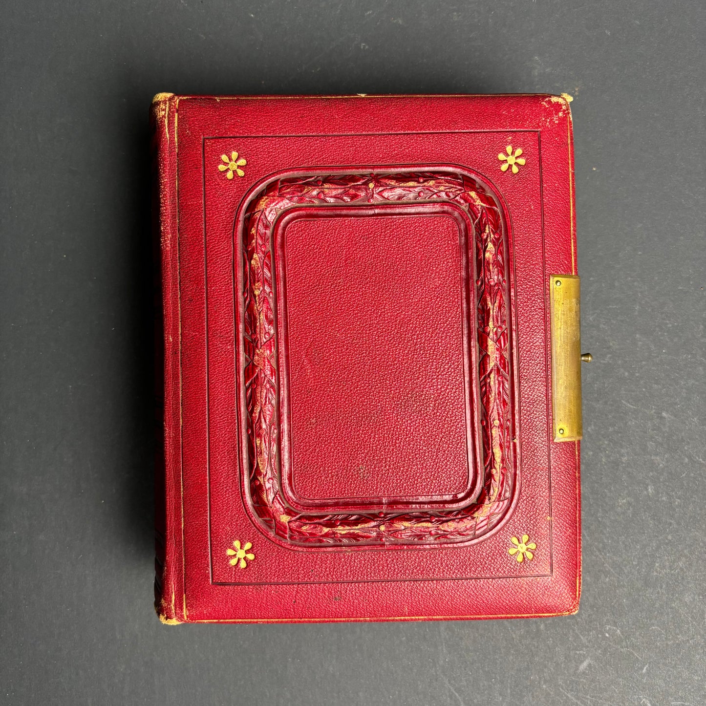 Antique Victorian Leather Photograph Album with Brass Clasp – c1890