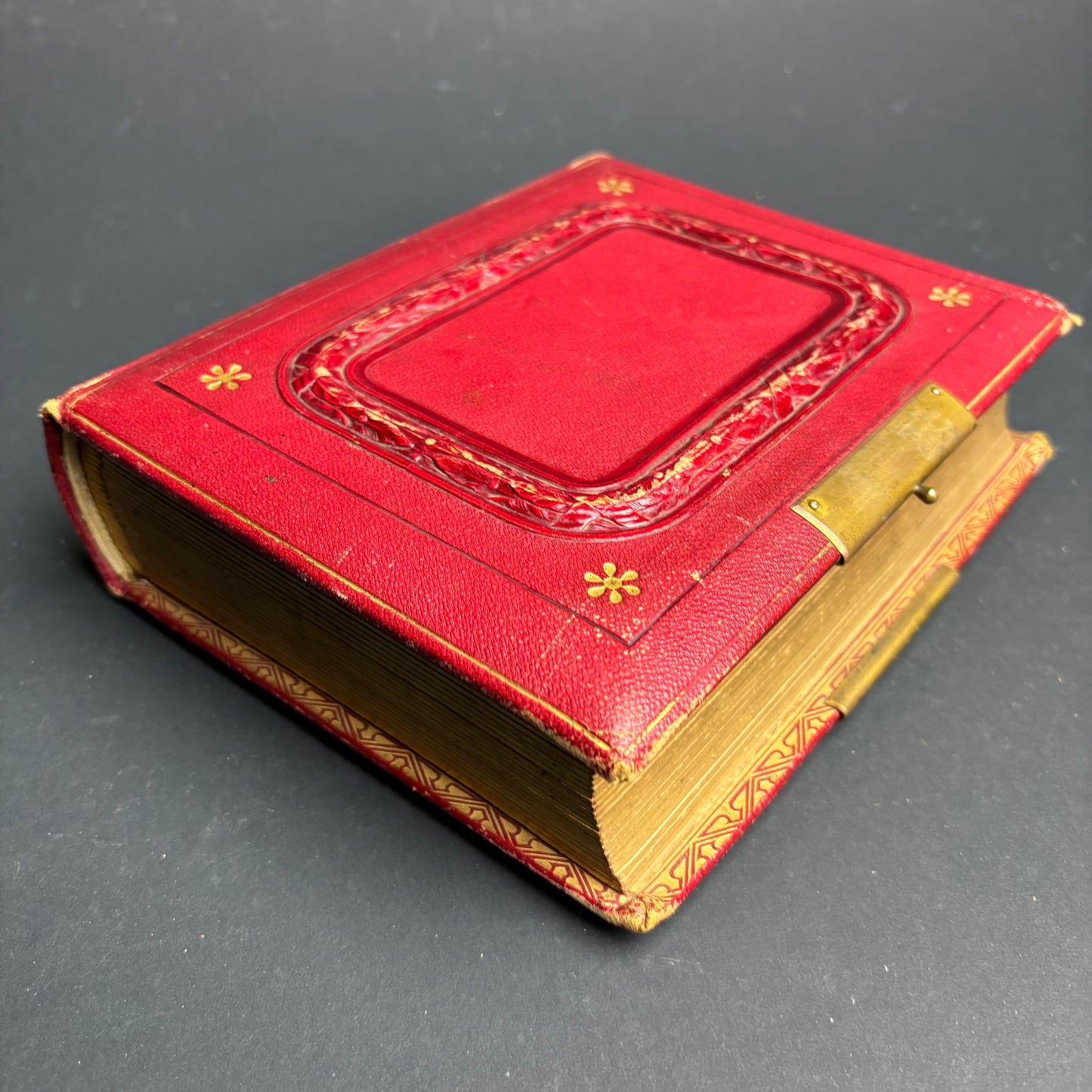 Antique Victorian Leather Photograph Album with Brass Clasp – c1890