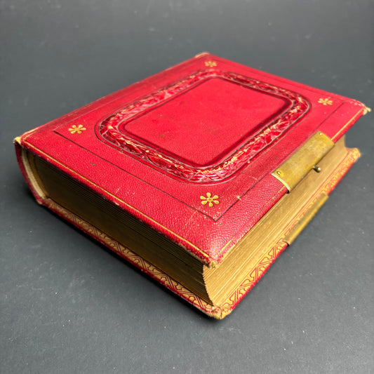 Antique Victorian Leather Photograph Album with Brass Clasp – c1890