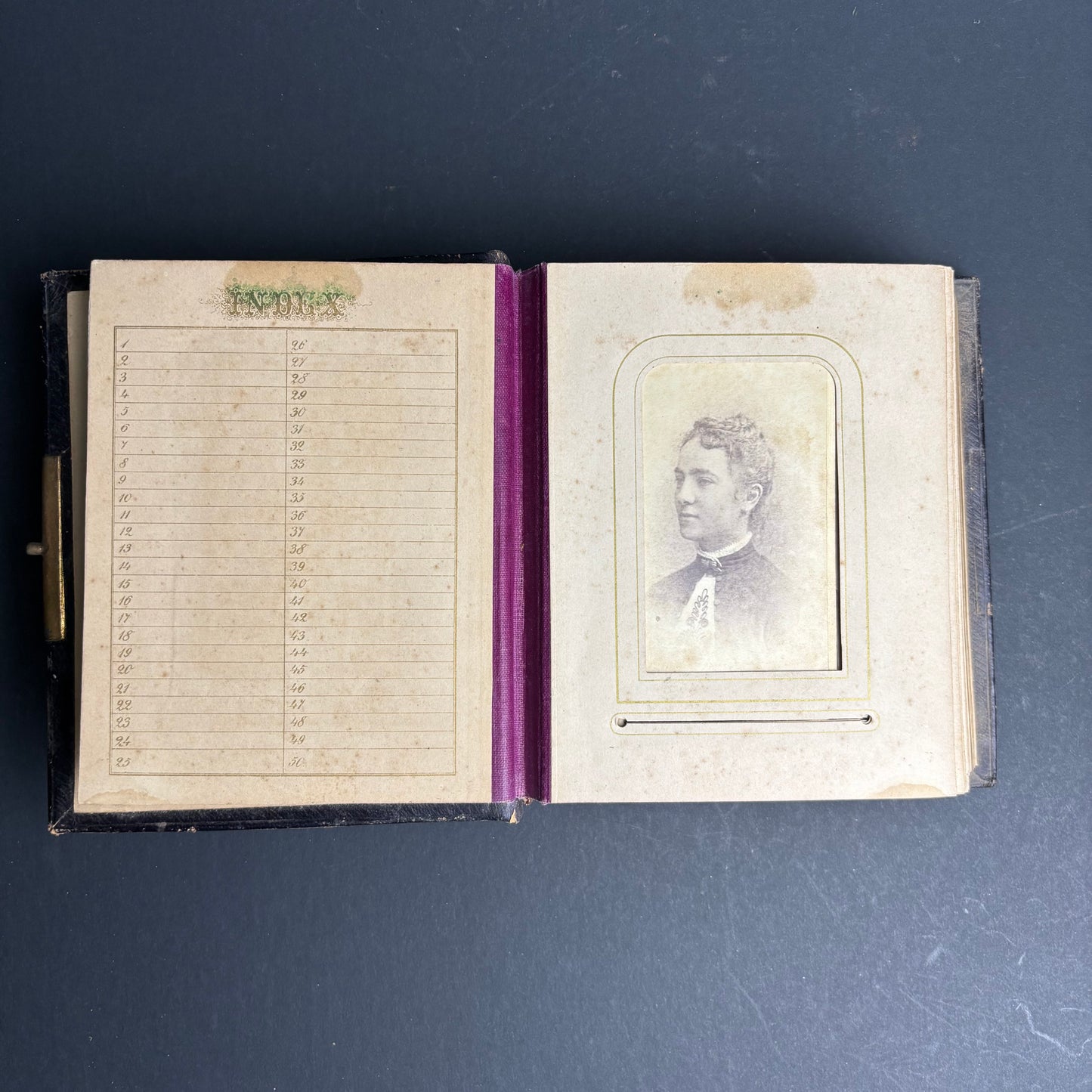 Antique Victorian Photograph Album with Brass Clasp – Christmas 1891 Dedication