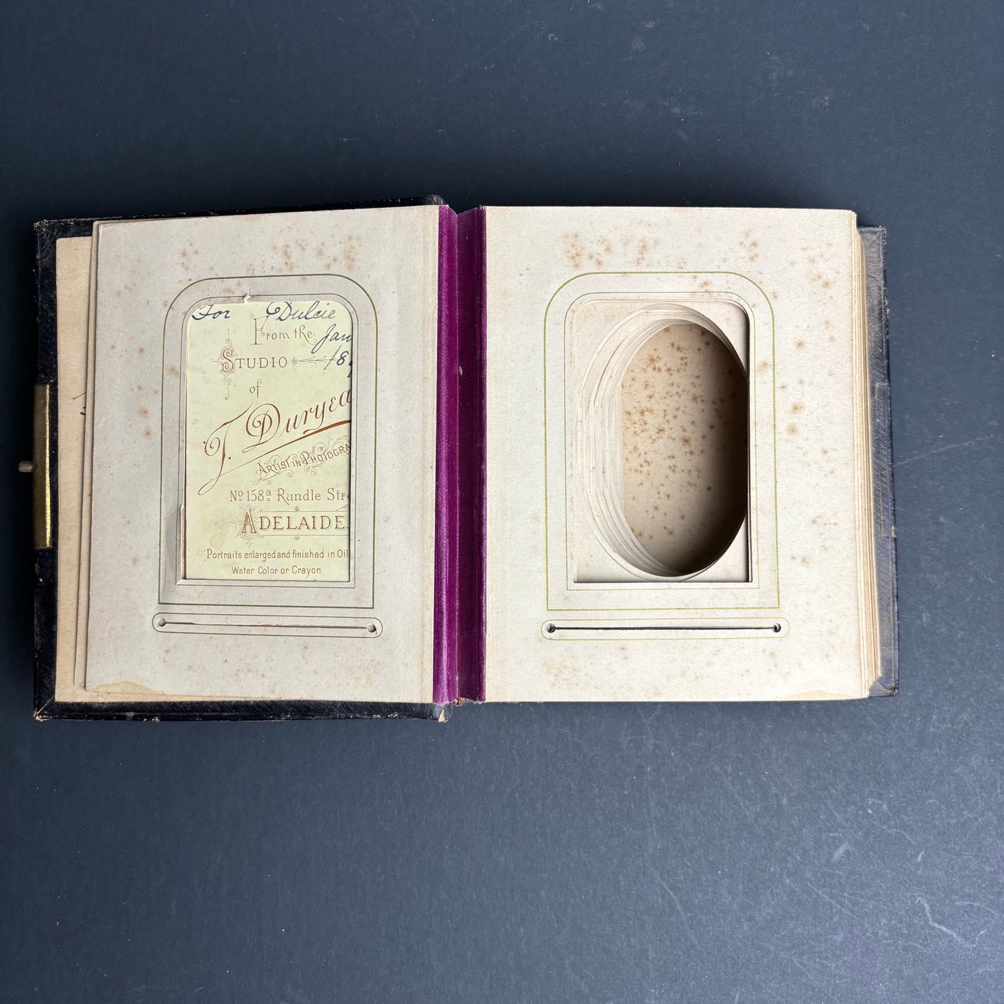 Antique Victorian Photograph Album with Brass Clasp – Christmas 1891 Dedication