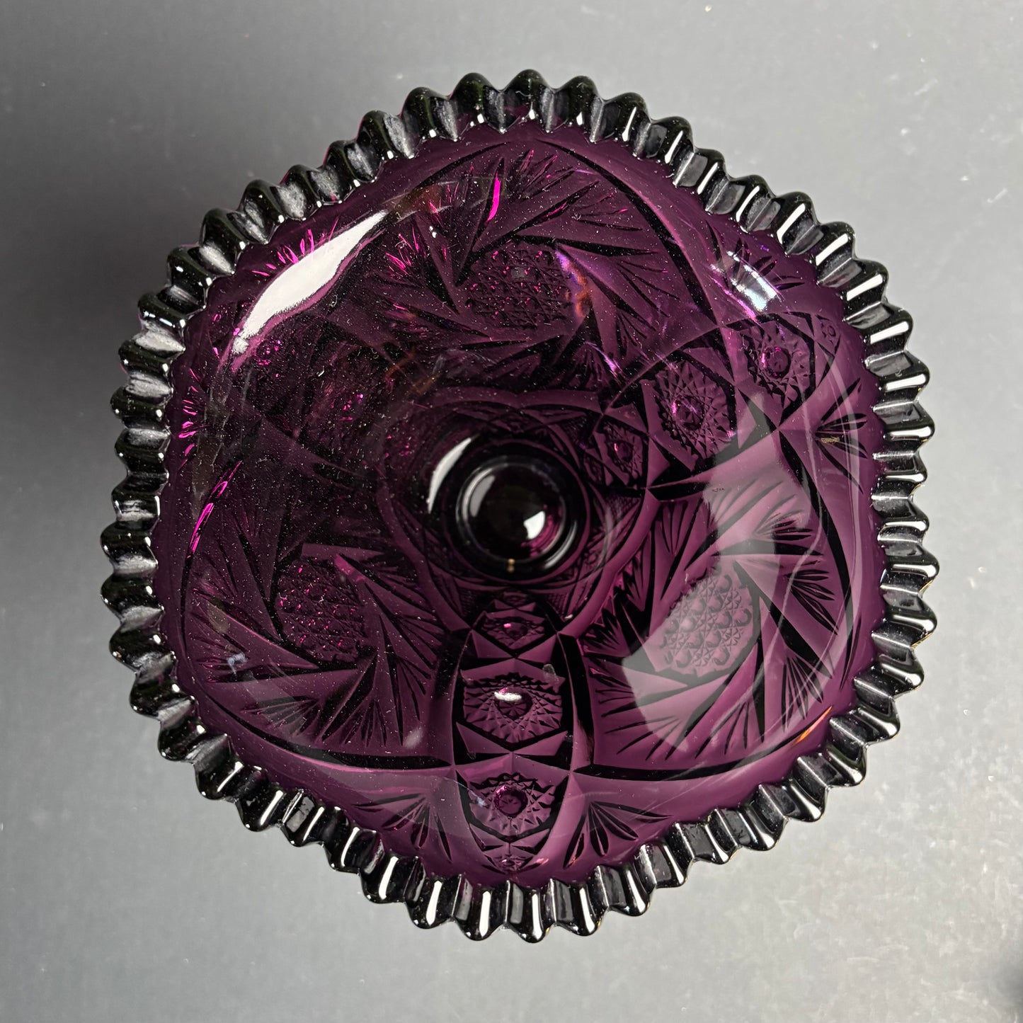 Vintage Amethyst Glass Pedestal Compote Bowl