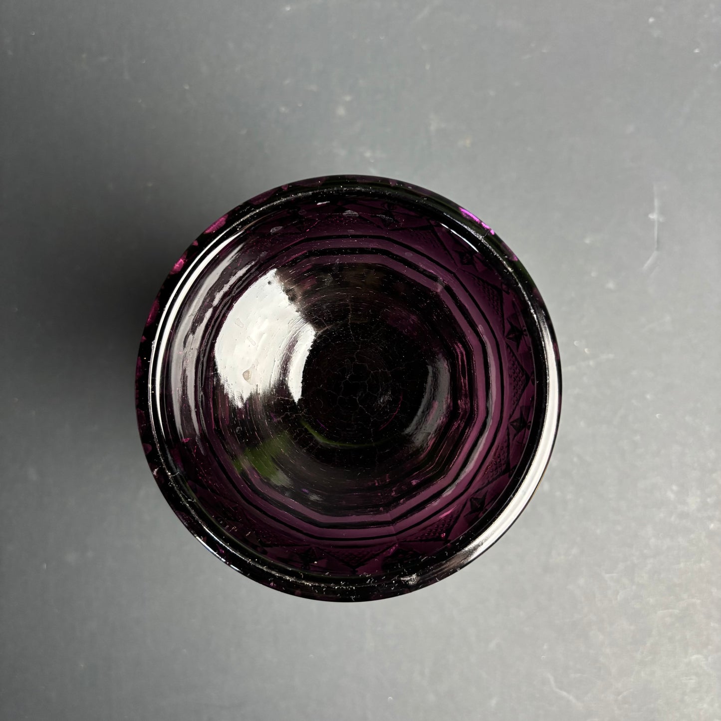 Vintage Amethyst Glass Pedestal Compote Bowl