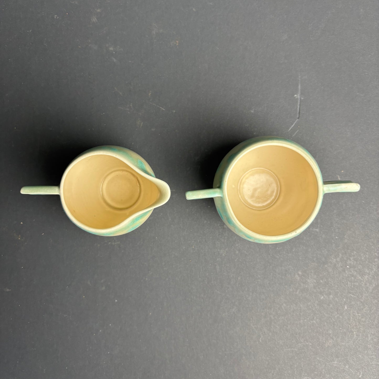 Carlton Ware Creamer & Sugar Set – Turquoise Spot Glaze