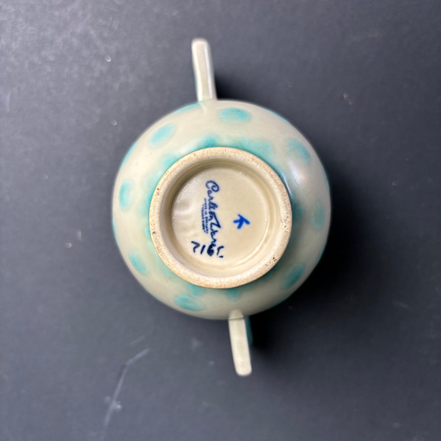 Carlton Ware Creamer & Sugar Set – Turquoise Spot Glaze