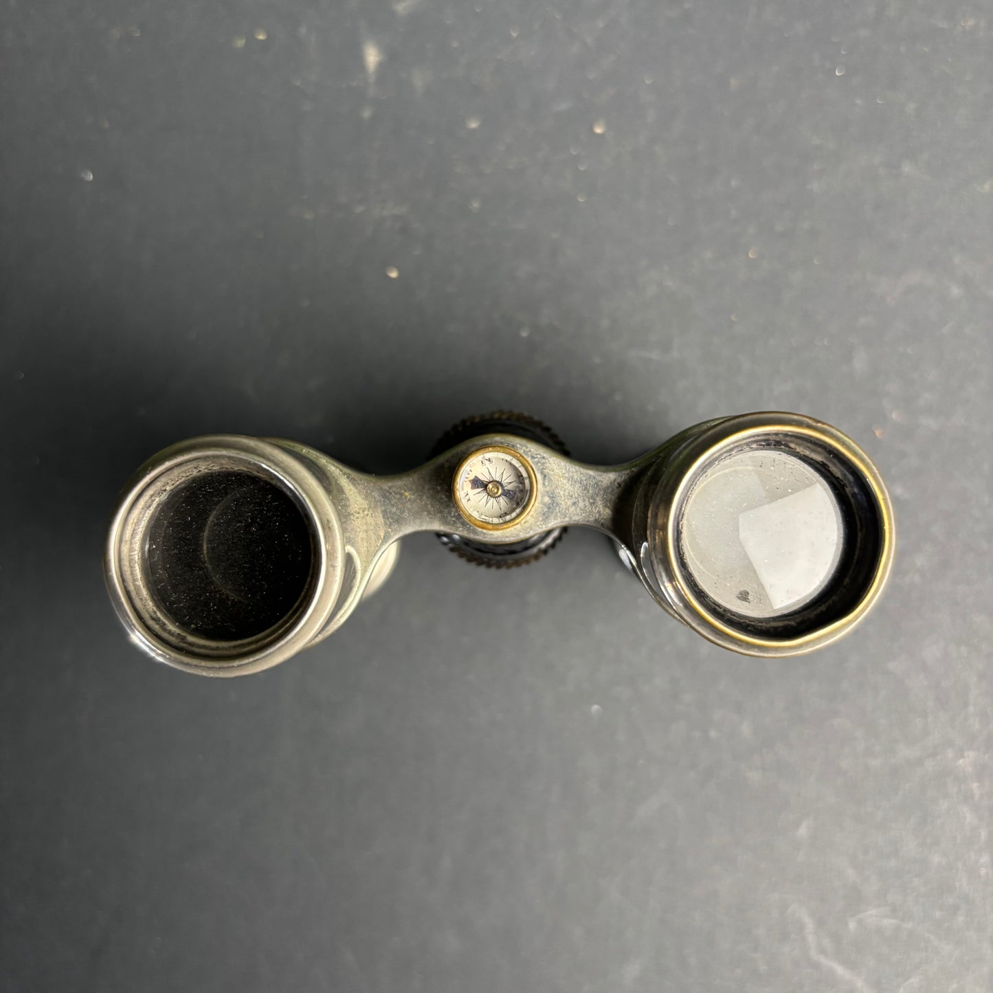 Antique Opera Glasses with Compass – Brass & Leather