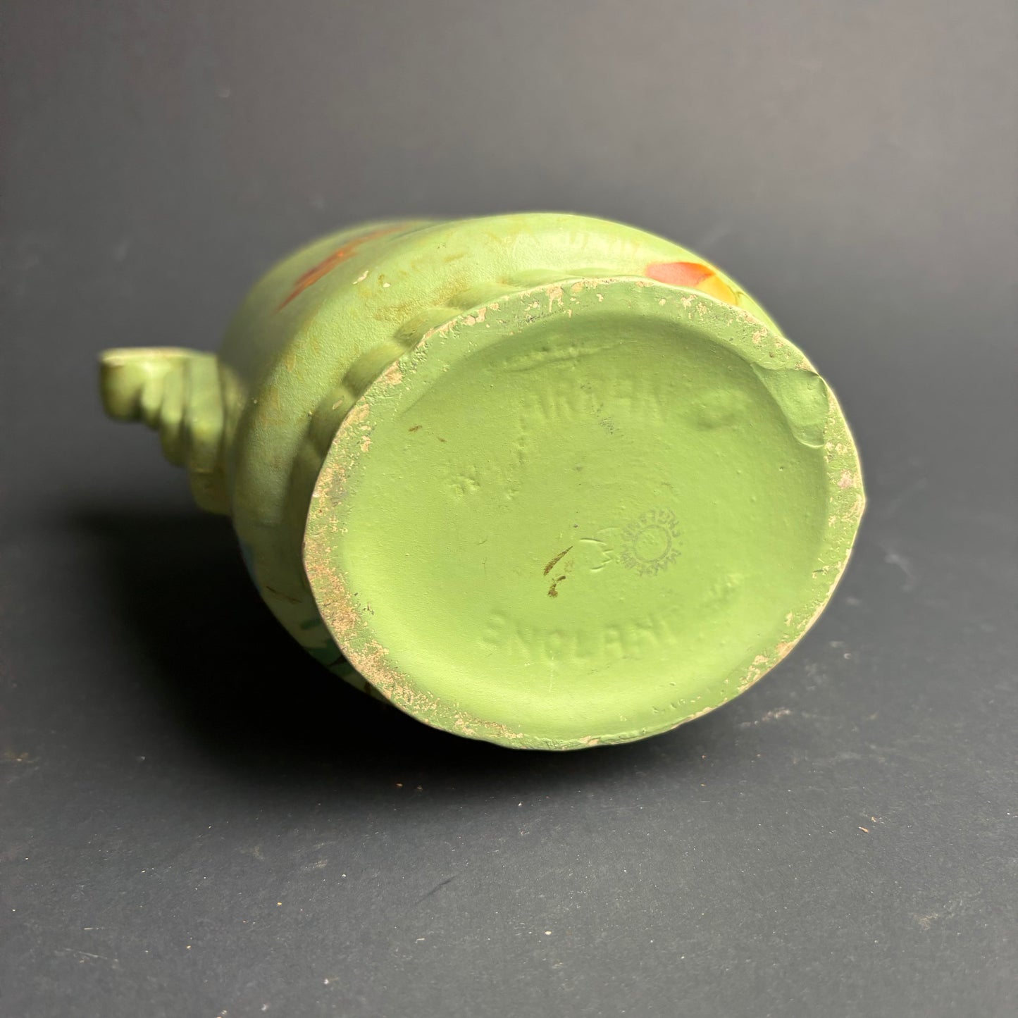 Large Vintage English Art Deco Vase – Twin Handle – Hand Painted Floral