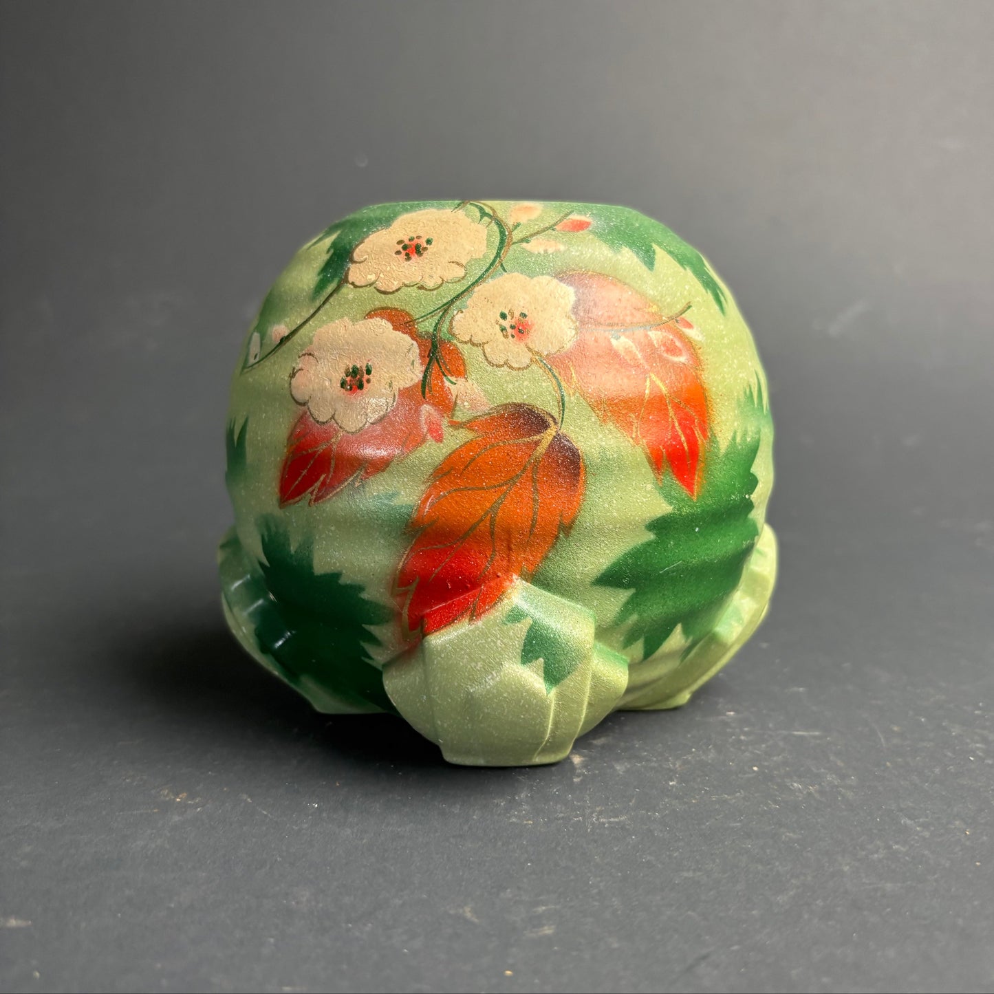 Vintage Art Deco Vase – Hand Painted Floral – Matte Glaze