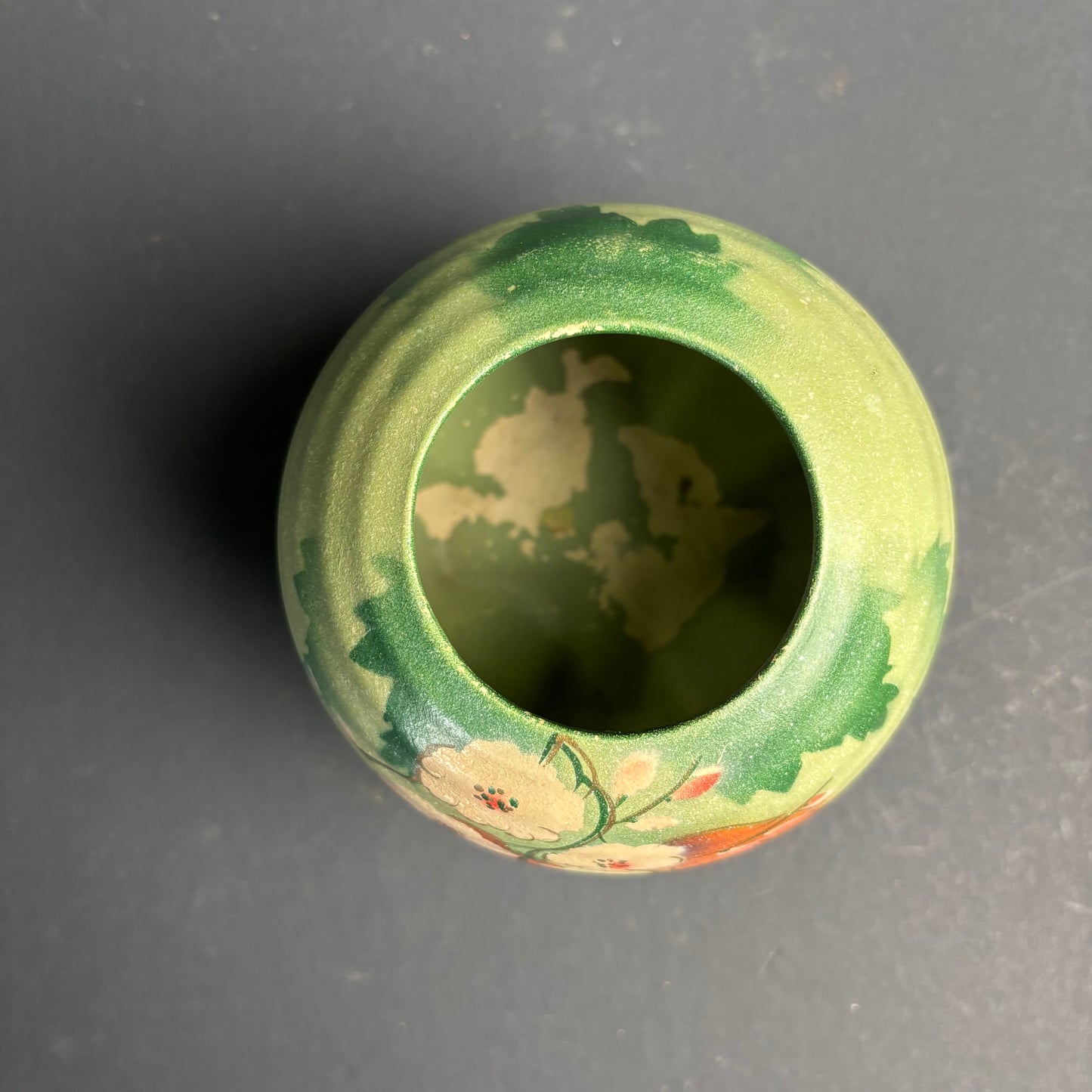 Vintage Art Deco Vase – Hand Painted Floral – Matte Glaze