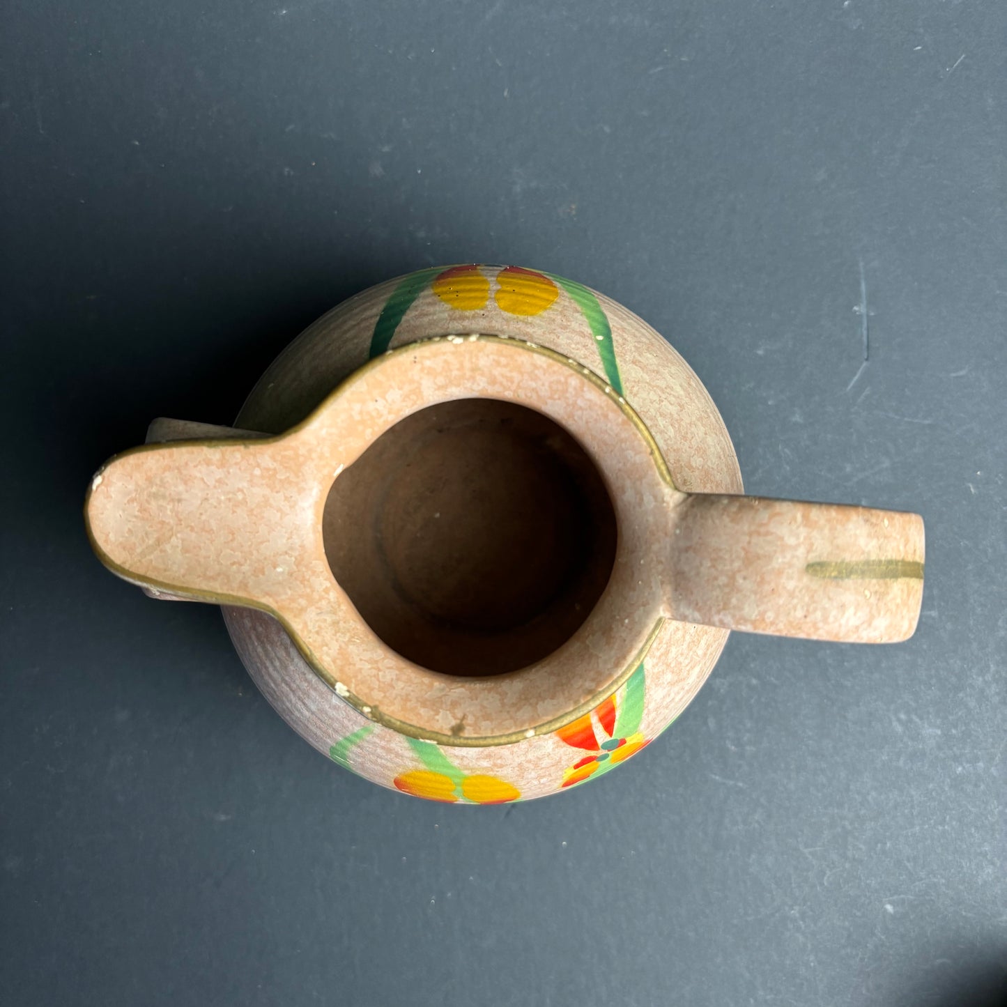 Vintage English Pottery Jug – Hand Painted Floral – Art Deco Form