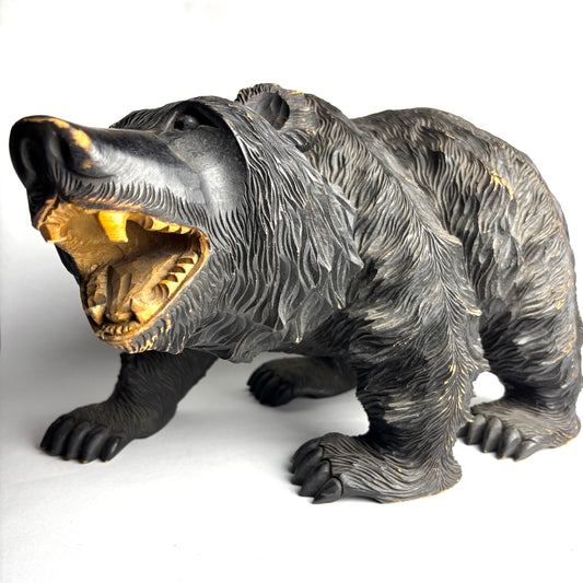 Large hand carved timber Japanese Hokkaido Bear figurine (42cm long)