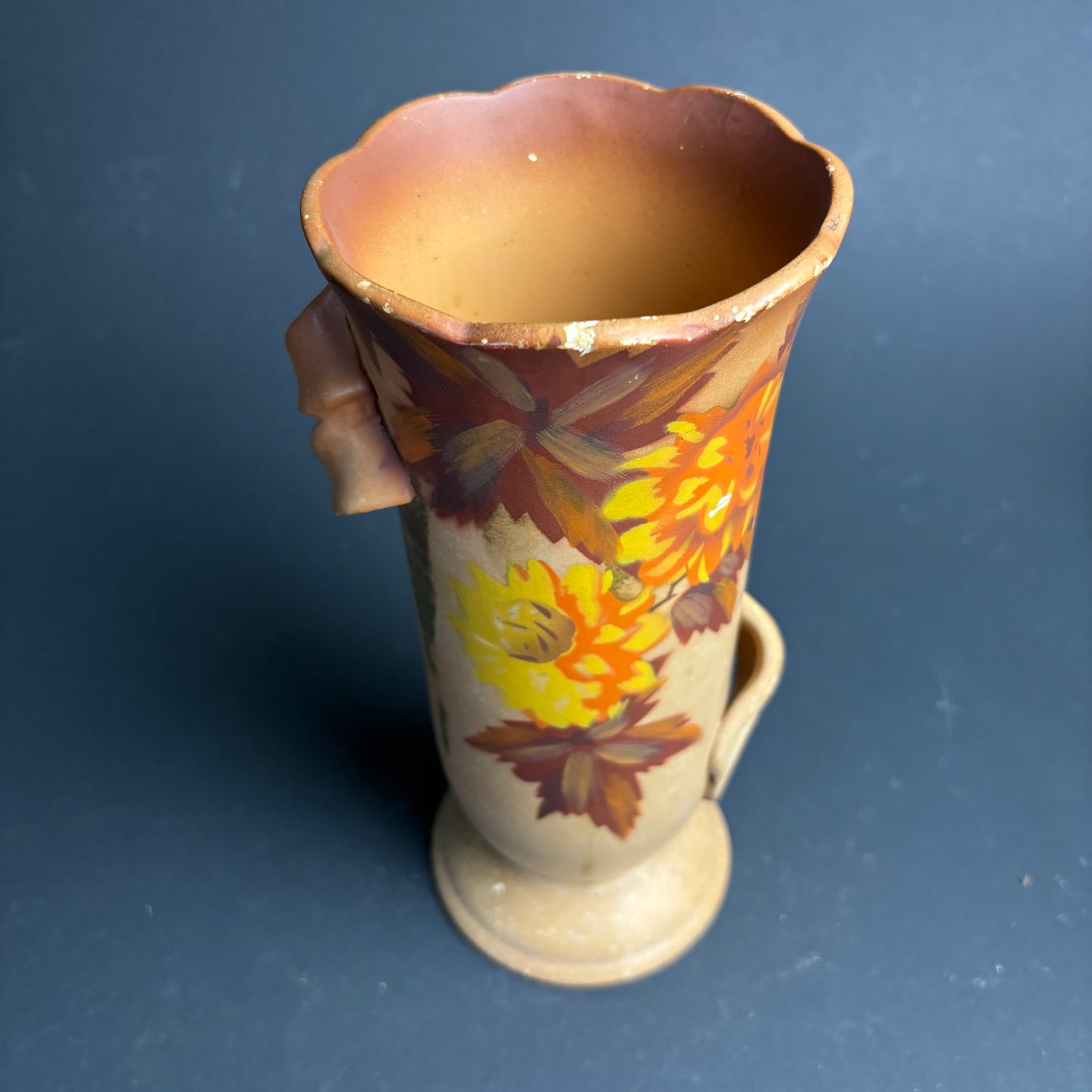 Tall Vintage English Pottery Vase – Floral – Mid Century