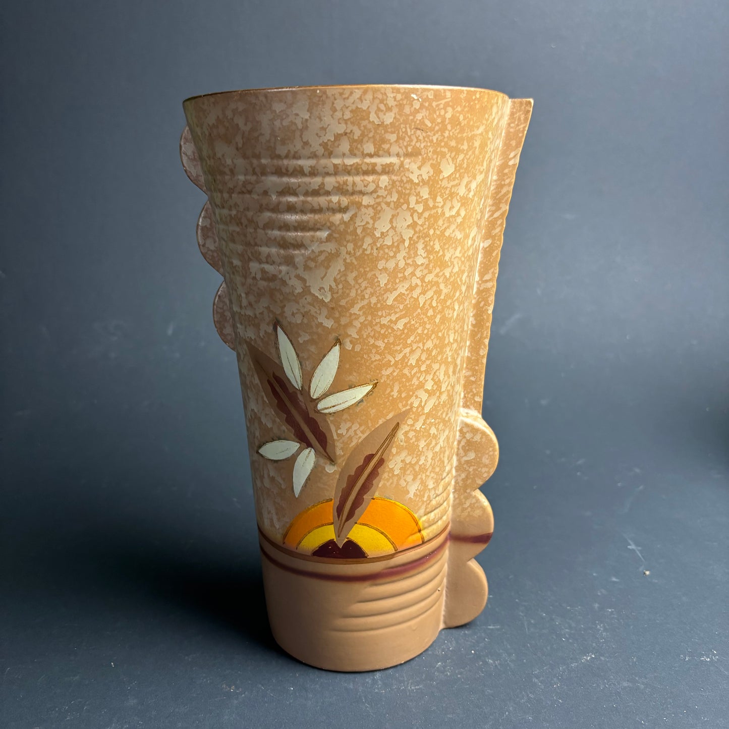 Tall Vintage Brixton Pottery Vase – English Mid Century Floral