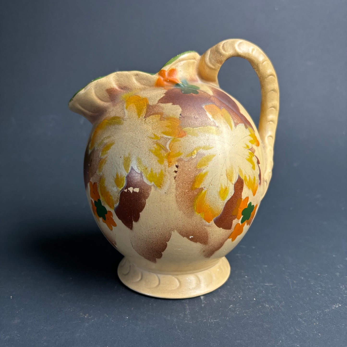 Vintage English Pottery Jug – Hand Painted Floral – Cottage Style