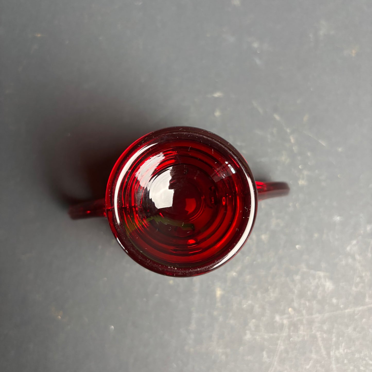 Vintage Martinsville Glass Moondrops Ruby Cream & Sugar Set c.1930s