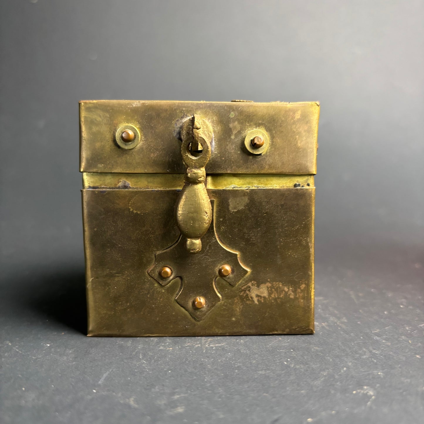 Vintage Brass Trinket Box – Gothic Revival Style