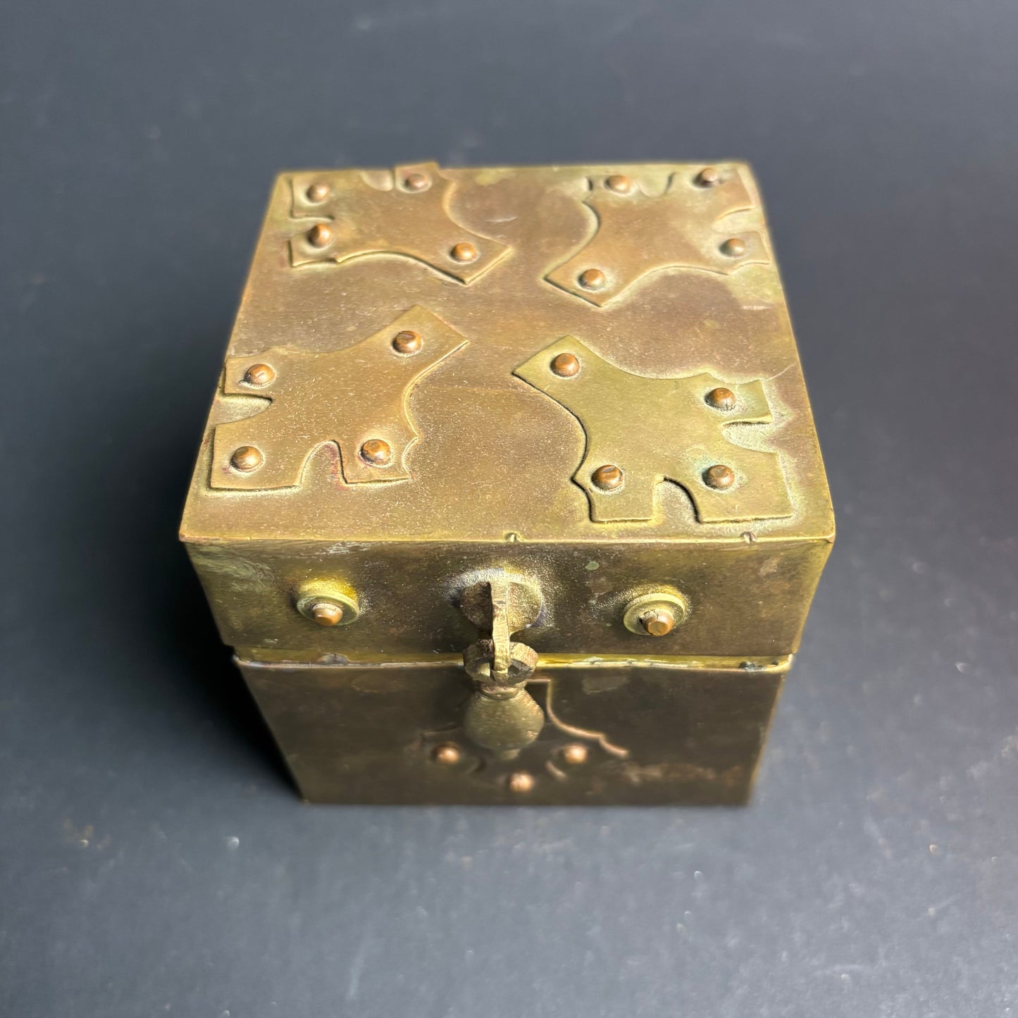 Vintage Brass Trinket Box – Gothic Revival Style