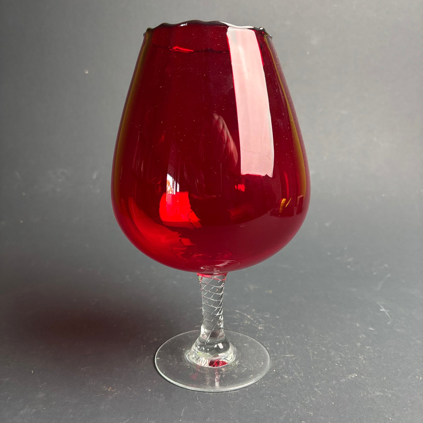 Large Ruby Glass Brandy Balloon Goblet